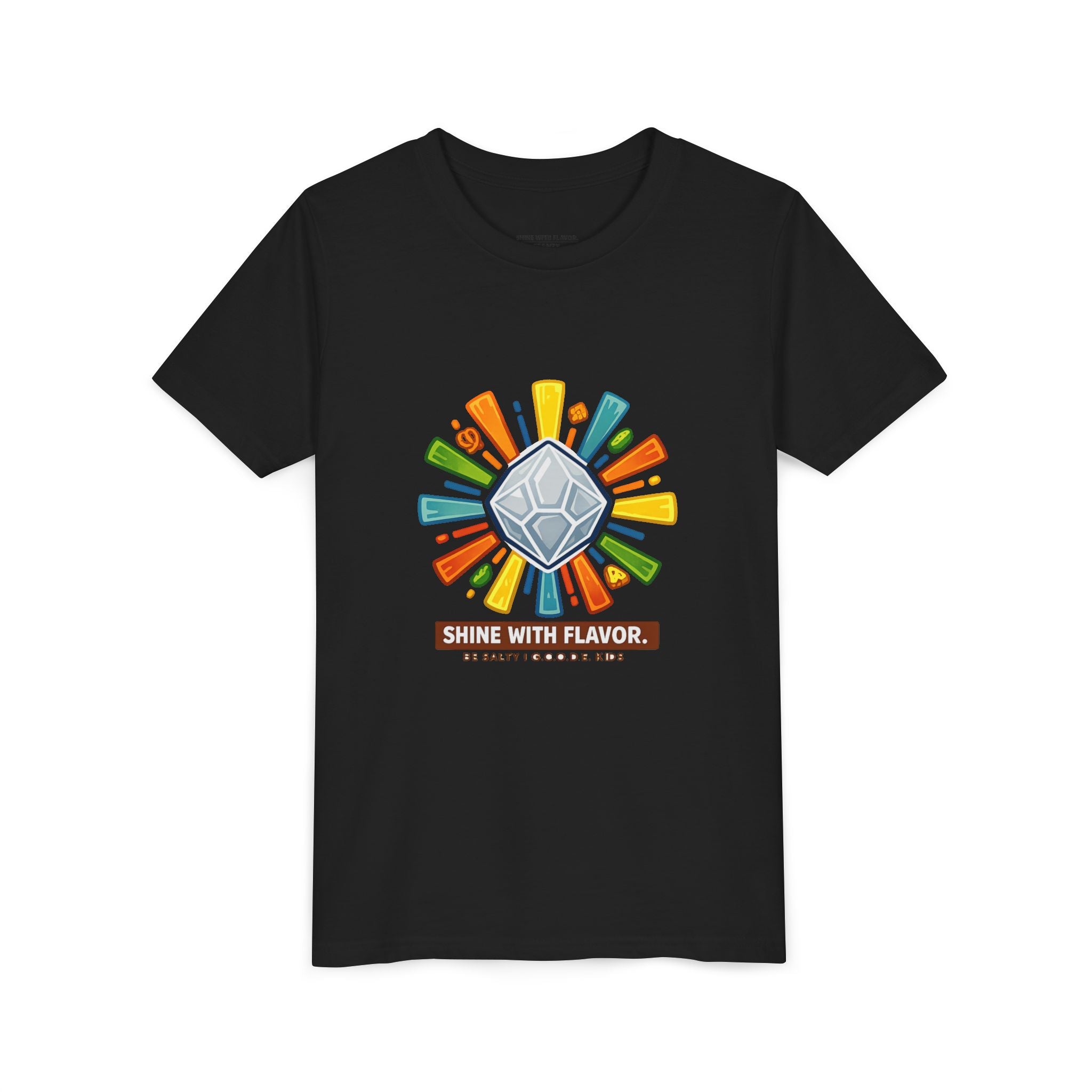 Shine With Flavor Youth Tee — Colorful Soda Pop Logo Youth Short Sleeve Shirt