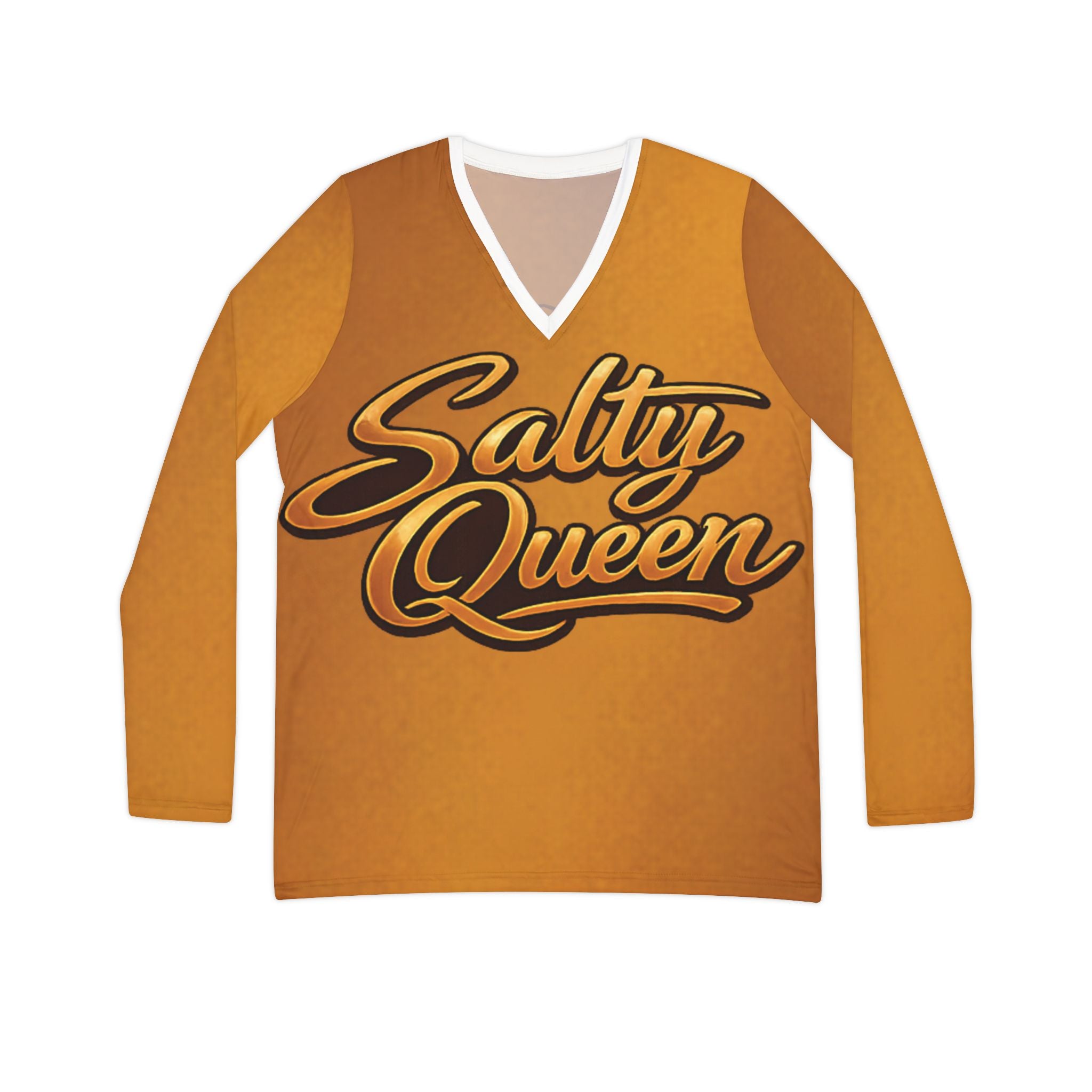 Salty Queen V-Neck Long Sleeve — Women's Retro Script Shirt