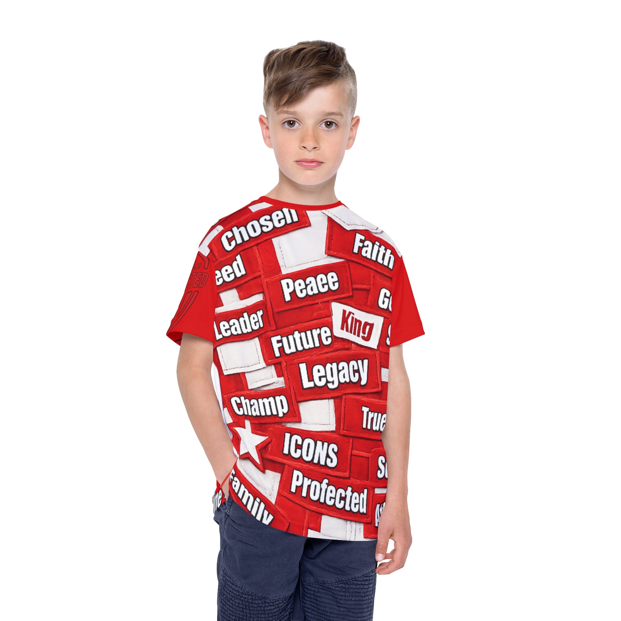 Protected Kids AOP Tee — Words of Power Edition