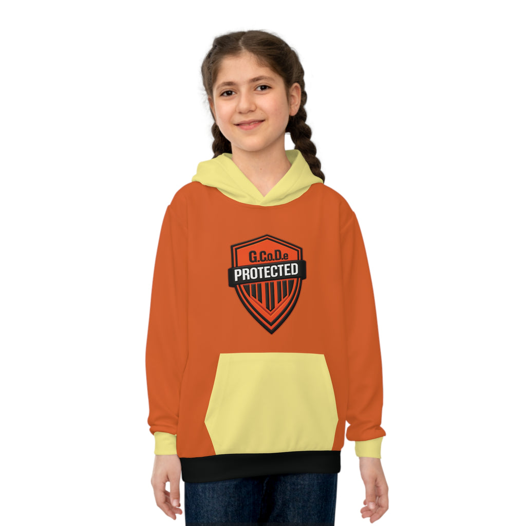 Protected Kids Hoodie — Orange & Yellow Edition